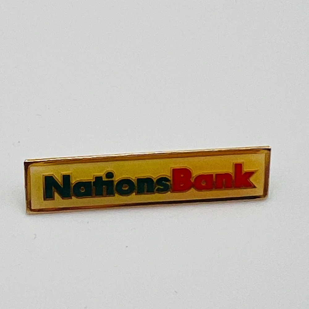 Vintage NationsBank Logo Lapel Pin‎ Gold Tone Banking Memorabilia Collectible